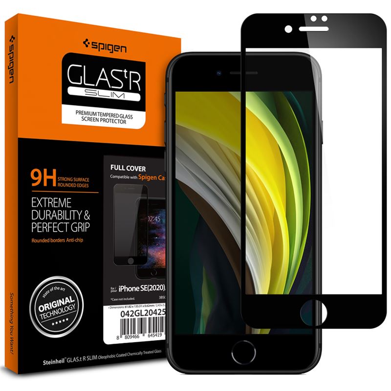 Spigen Glass FC HD, black - iPhone SE/8/7