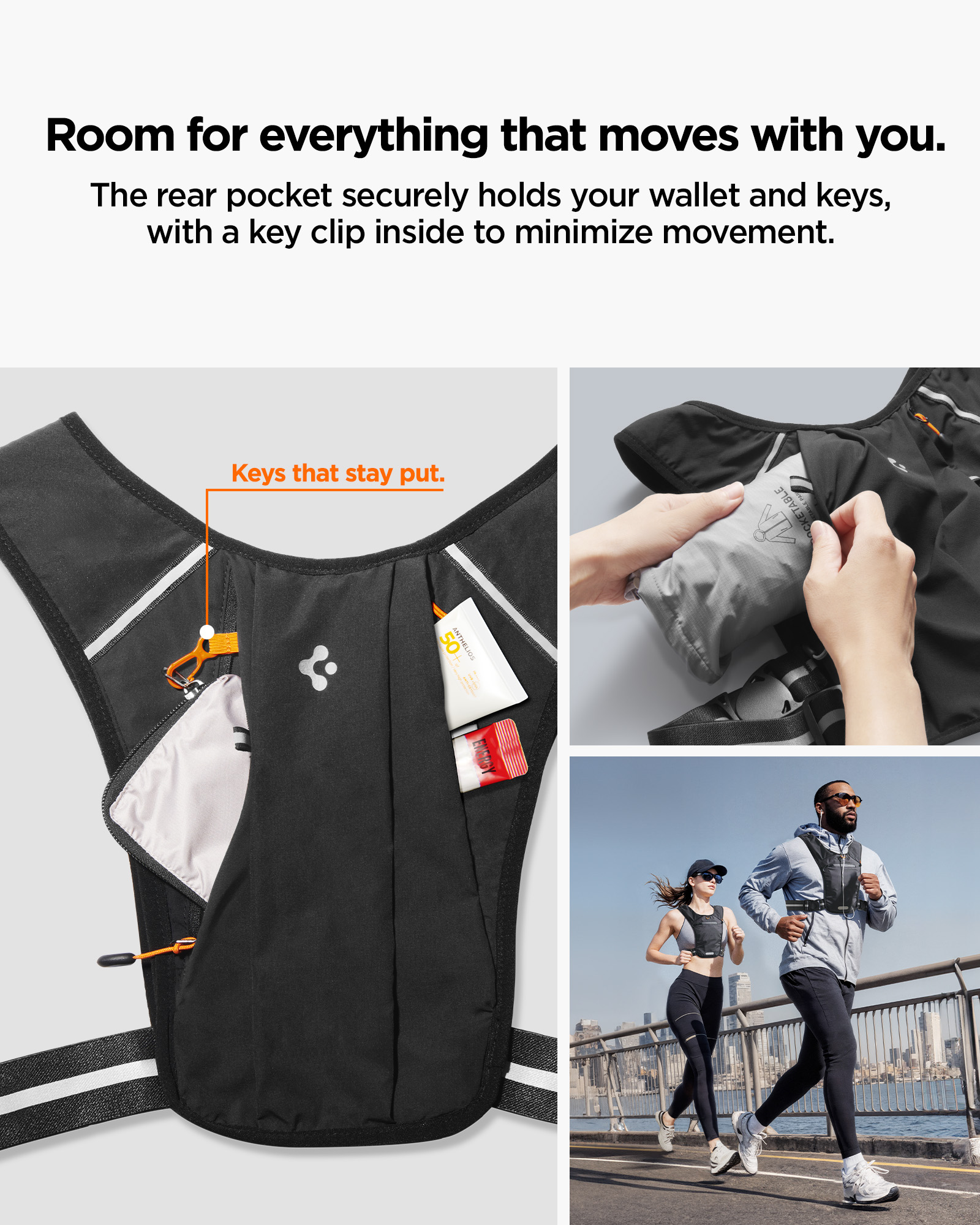 Běžecká vesta Spigen Dynamic Shield (L-XL), černá