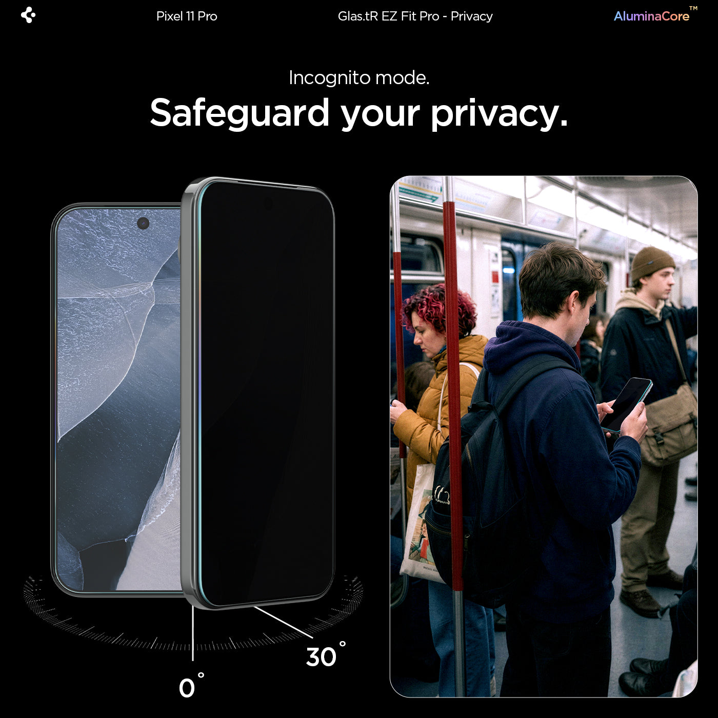 Spigen Glass tR EZ Fit Pro (Privacy) 2 Pack - Google Pixel 11 Pro XL/10 Pro XL/9 Pro XL