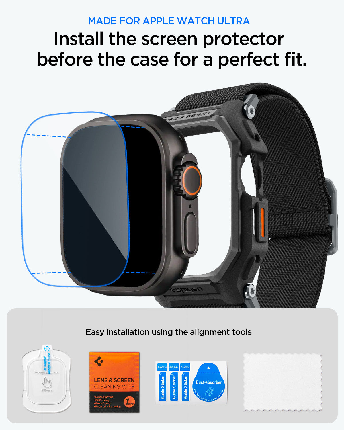Spigen Lite Fit Pro (w Glass), matte black - Apple Watch Ultra 4/3/2/1 49mm