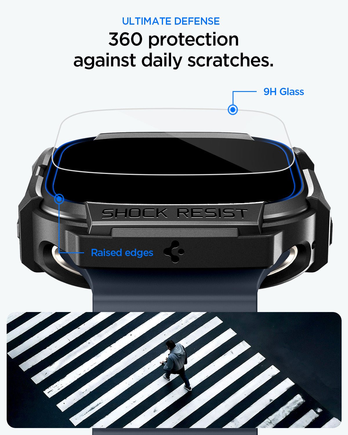 Spigen Rugged Armor (w Glass), matte black - Apple Watch Ultra 4/3/2/1 49mm