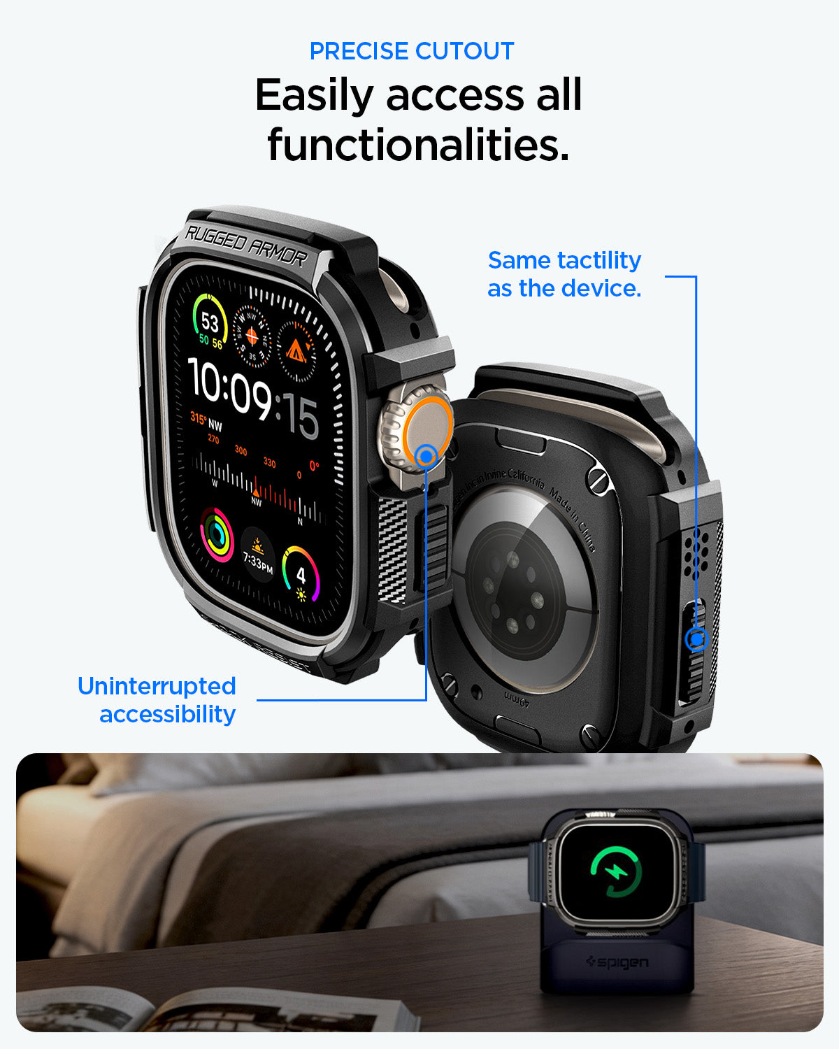 Spigen Rugged Armor (w Glass), matte black - Apple Watch Ultra 4/3/2/1 49mm