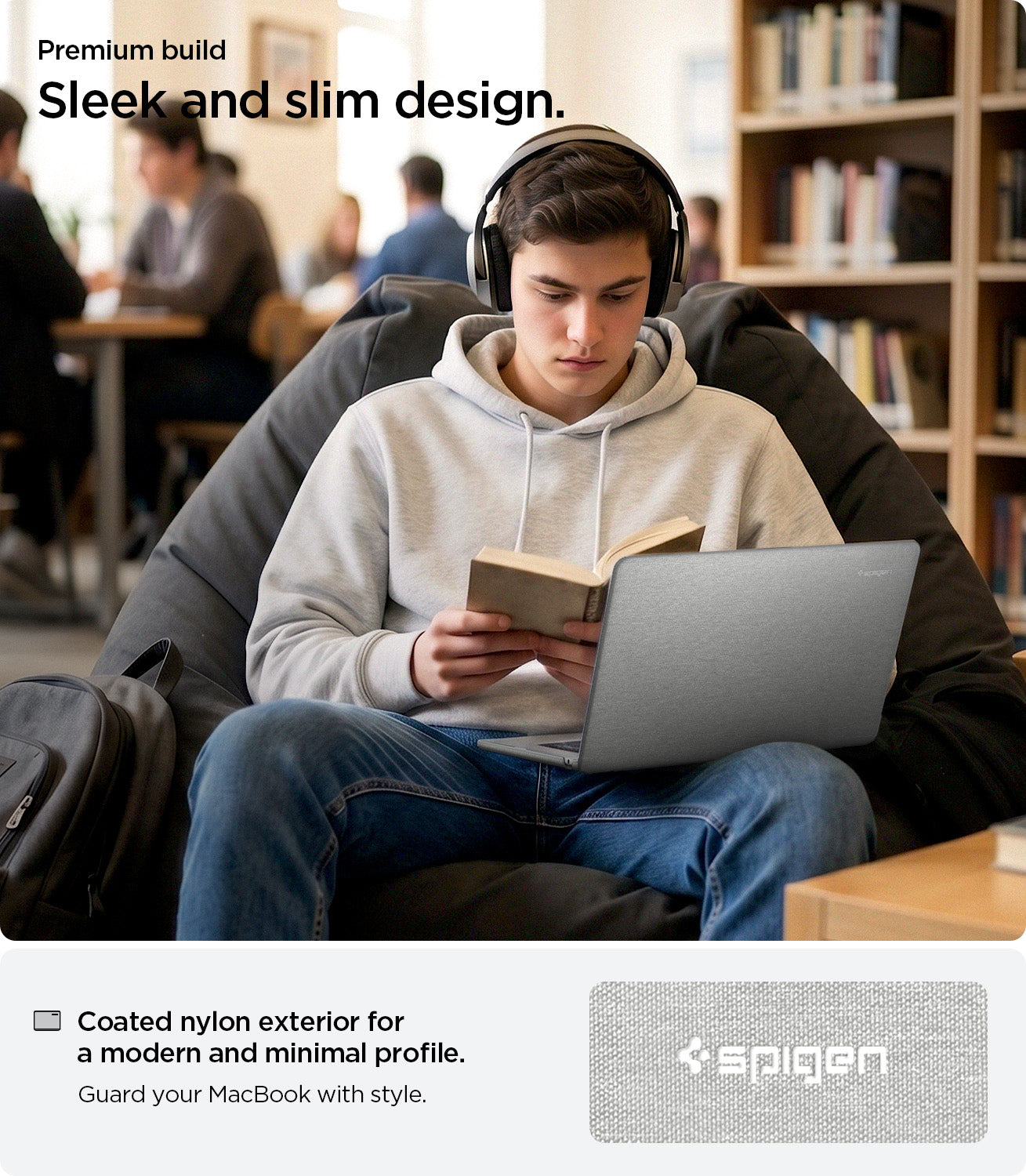 Spigen Urban Fit, heather gray - Macbook Air 15" M4 2025/M3 2024/M2 2023