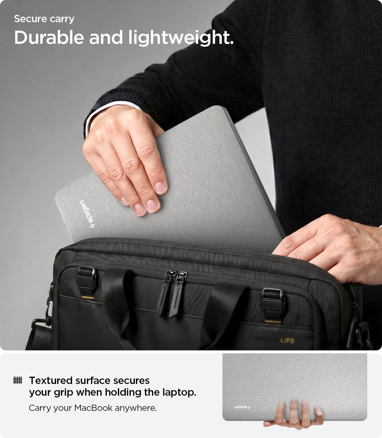 Spigen Urban Fit, heather gray - MacBook Pro 14" M5 2025/M4 2024/M3 2023/M2 2023/M1 2021