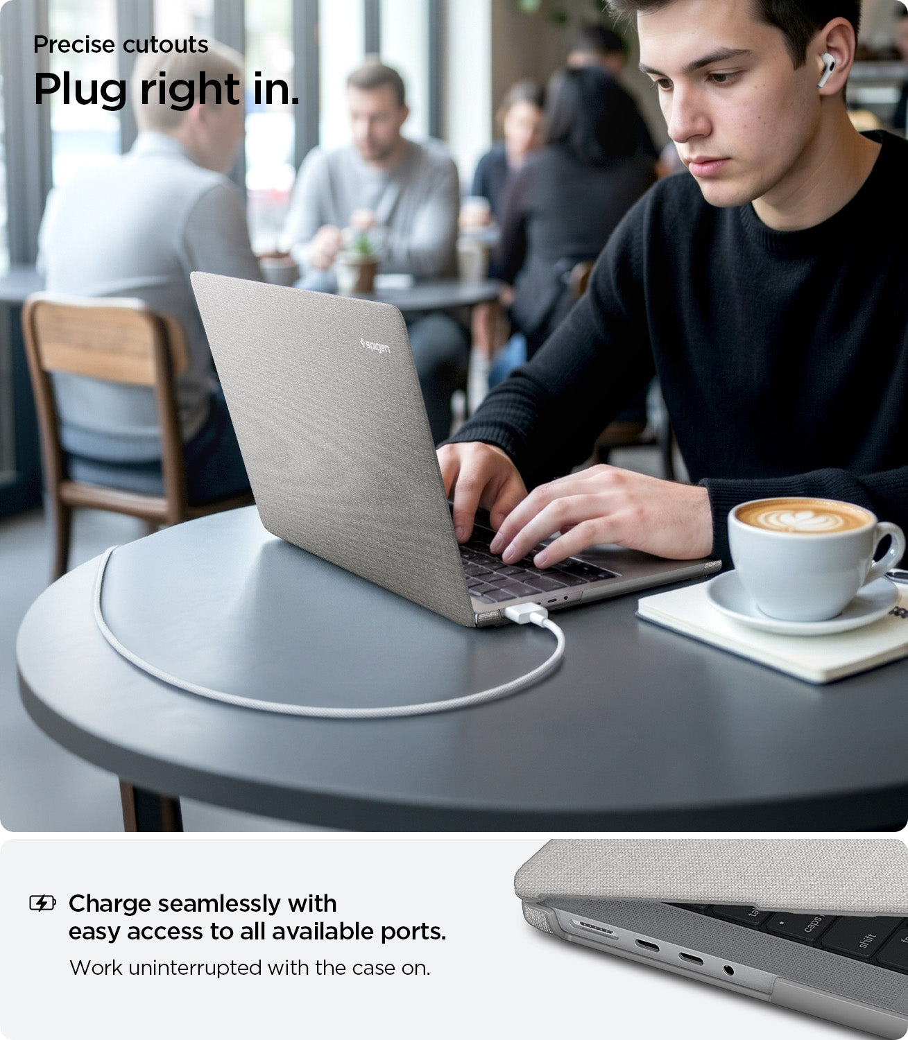 Spigen Urban Fit, heather gray - MacBook Pro 14" M5 2025/M4 2024/M3 2023/M2 2023/M1 2021